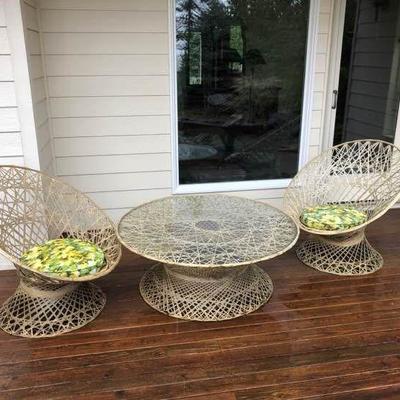 Vintage Patio Table with Two Chairs