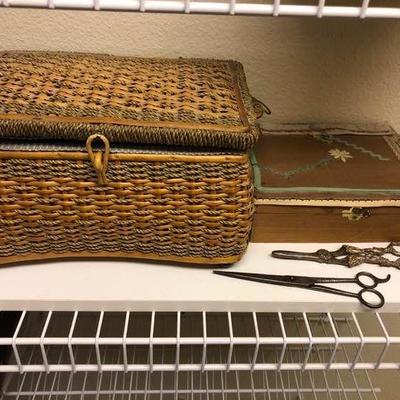 Vintage Sewing Basket and Notions