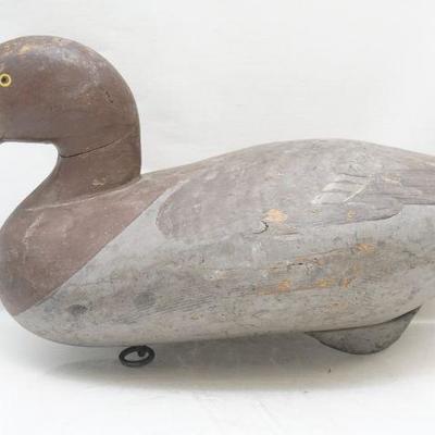 Vintage R. Madison Mitchell (1901-1993), Havre De Grace, Maryland Bluebill Hen Decoy. Original Paint. Rigged with ring and weight. Early...