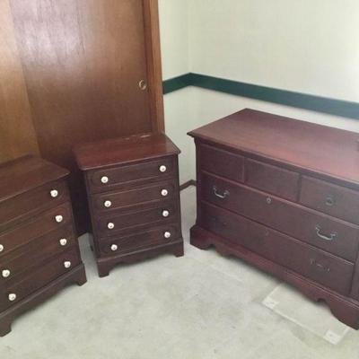 Dresser, Lamp, and Two Nightstands