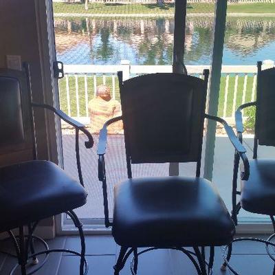 Wrought Iron and wood bar stools set of 3