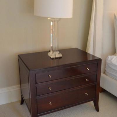 Second Baker Furniture nightstand and glass lamp