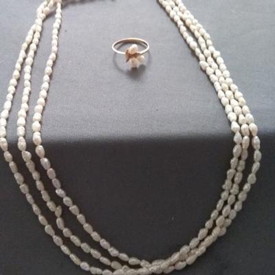 Mother of Pearl Necklace and Ring