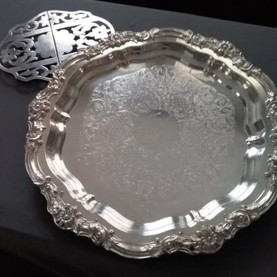Silver Over Copper Serving Tray and Trivet