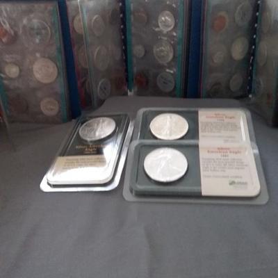 Variety of Uncirculated Coins - Silver American Eagle Dollars and More