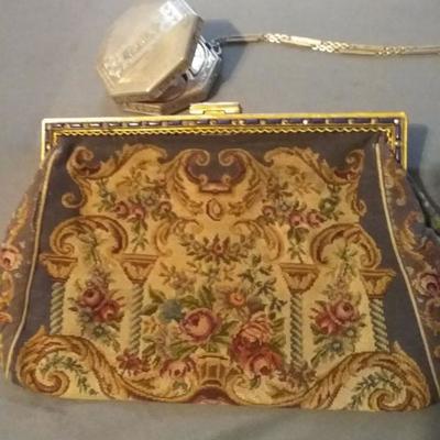 Ladies Needlepoint Purse with Makeup Accessory
