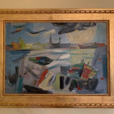 Alex Minewski, Abstract, Boats in Harbor