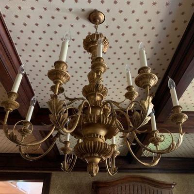 Webster and Co Giltwood 12 Arm Chandelier