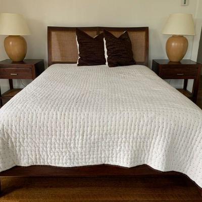 Crate and Barrel Rattan Back Platform Bed, QUEEN