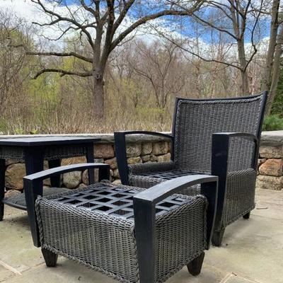 Pair Club Chairs with Ottoman