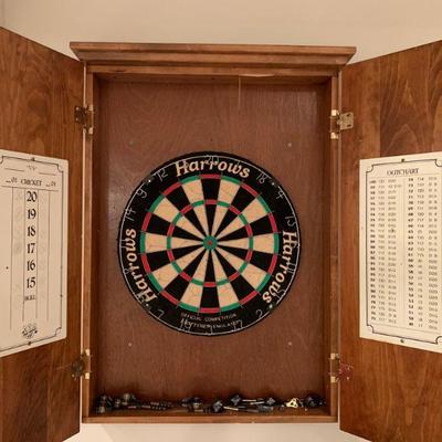 Harrows Dart Board with Wall Hanging Cabinet