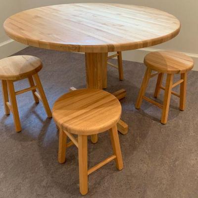 Eastern Butcher Block Table and Four Stools