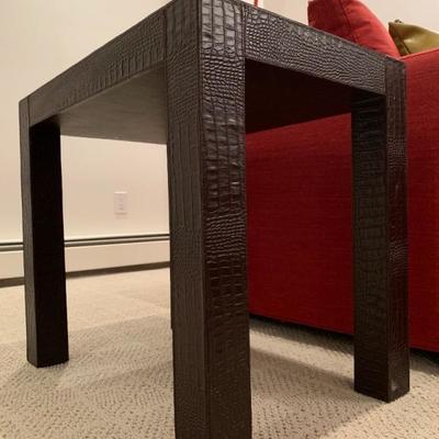 Crocodile Embossed Leather End Tables