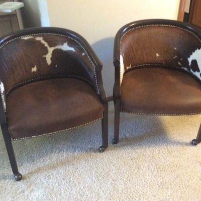 Cowhide Barrel Chairs
