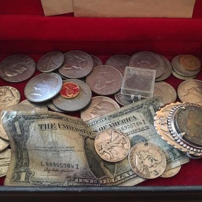 Silver coins - Liberty halves, Franklin halves, Morgan silver dollars, Eisenhower silver dollars, etc...