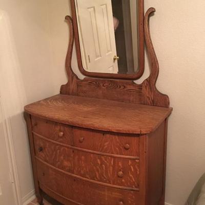 antique oak dresser & mirror