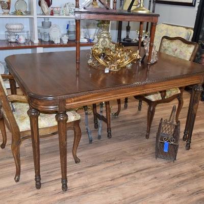 Vintage Dining Table, Chairs, Decor