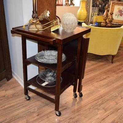 Portable Buffet Cabinet on Wheels, Serving Pieces