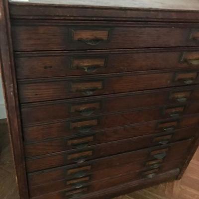 Antique Oak File Document Cabinet 