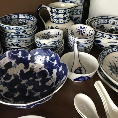 Assortment of Blue and White China 