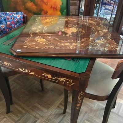 Italian Inlaid Lacquered Gaming Table 