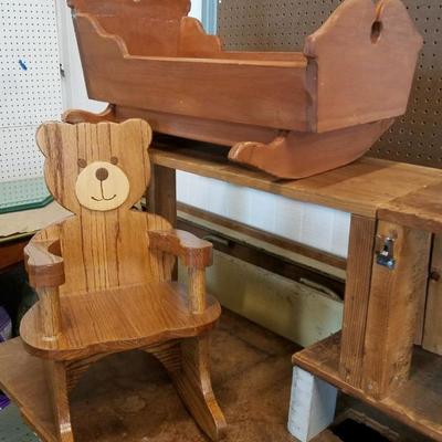 Bear Chair and Doll Cradle
