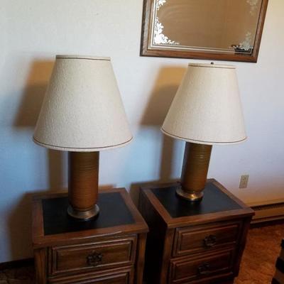 Side Tables, Lamps, and Mirror
