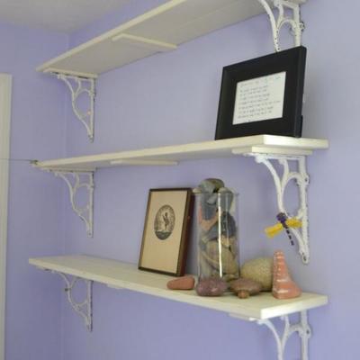 Wood and cast iron shelves