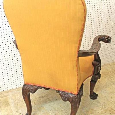  FANTASTIC Highly Carved Chippendale Mahogany Arm Chair with Lion Heads, Griffins and Hairy Paw Feet

Auction Estimate $300-$600 â€“...