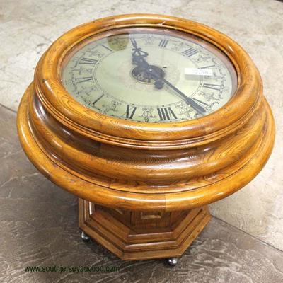  ANTIQUE Oak Brass Face Clock on Oak Stand Custom Made into a Table

Auction Estimate $200-$400 â€“ Located Inside 