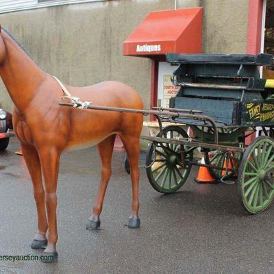 Life Size Composition Yard Horse to be offered separate

Auction Estimate: Cart $200-$1000, Horse $500-$100 â€“ Located Inside

  
