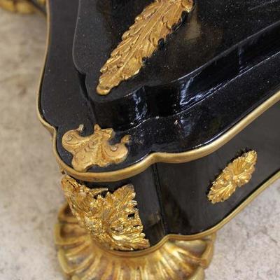  â€” GREAT â€”

PAIR of King Louie XVI Style Ebonized Column Marble Top Pedestals Decorated with Bronze Cupids and Medallions

Auction...