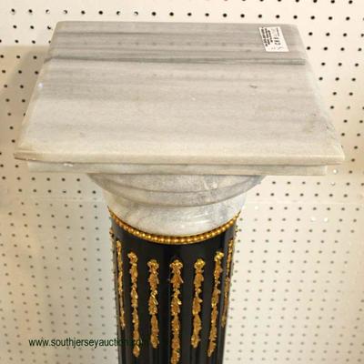  â€” GREAT â€”

PAIR of King Louie XVI Style Ebonized Column Marble Top Pedestals Decorated with Bronze Cupids and Medallions

Auction...