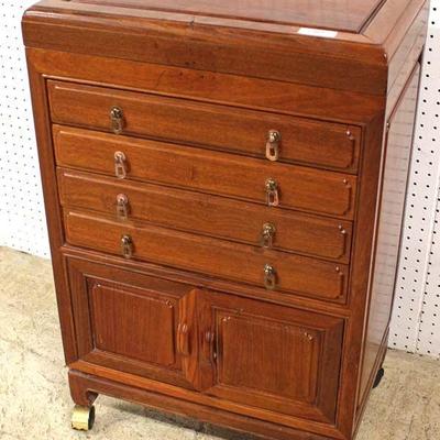  Solid Hardwood Asian Inspired Silver Chest or Jewelry Cabinet

Located Inside â€“ Auction Estimate $100-$300 