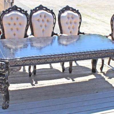  Large Contemporary 7 Piece Dining Room Set

Table with 6 Button Tufted Chairs

Auction Estimate $200-$400 â€“ Located Inside 