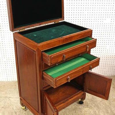  Solid Hardwood Asian Inspired Silver Chest or Jewelry Cabinet

Located Inside â€“ Auction Estimate $100-$300 