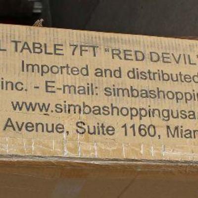  (in the box â€“ stock photo)

7â€™ Red Devil Pool Table

Auction Estimate $20-$200 â€“ Located Dock 