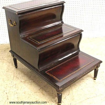  ANTIQUE Mahogany Tooled Leather Step Table with Storage Top

Auction Estimate $200-$400 â€“ Located Inside 