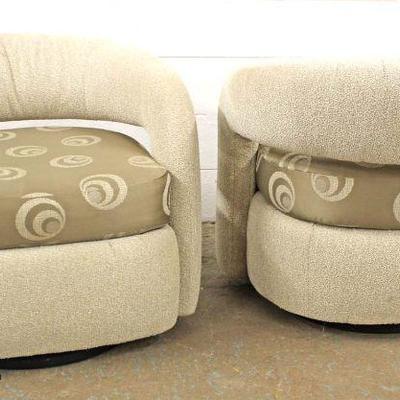  PAIR of Modern Design Decorator Upholstered Swivel Chairs

Auction Estimate $200-$400 â€“ Located Inside 