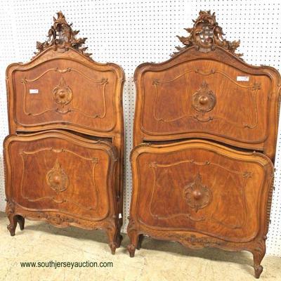  PAIR of ANTIQUE French Twin Beds with Carved Tops

Auction Estimate $200-$400 â€“ Located Inside 
