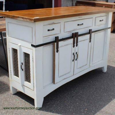  Country Style Natural Finish Top Paint Decorated Credenza with Barn Style Sliding Doors

Auction Estimate $300-$600 â€“ Located Inside 