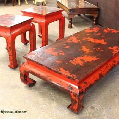  3 Piece ASIAN Style Painted Living Room Table Set

Coffee Table and 2 End Tables

Auction Estimate $100-$400 â€“ Located Inside 