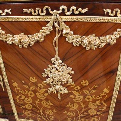 French Style Marble Top Mahogany Inlaid and Banded Sideboard with Applied Doreâ€™ Bronze
Auction Estimate $2000-$4000 â€“ Located Inside
