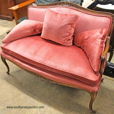  ANTIQUE French Mahogany Frame Carved Settee with Custom Made Pillows

Auction Estimate $200-$400 â€“ Located Inside 