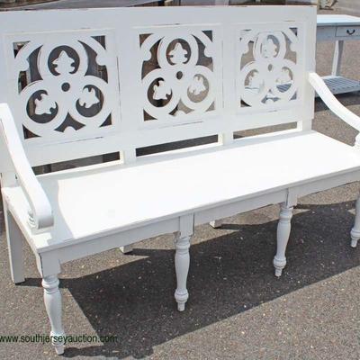 white painted bench