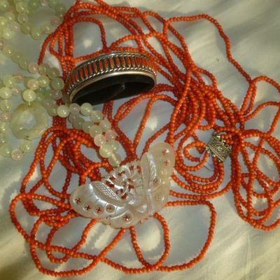 Antique and vintage Jadeite and Coral.