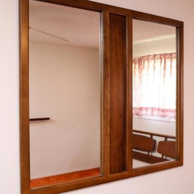 Mid Century walnut mirror wall unit