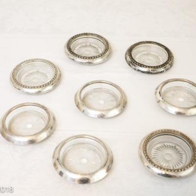 Vintage sterling silver glass ashtrays