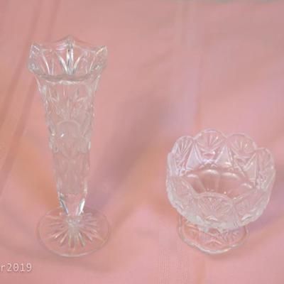 Vintage glass vase and candy dish