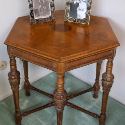 Antique six sided walnut table